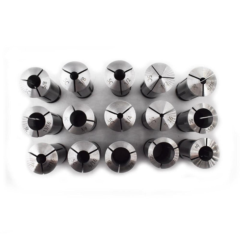 DURAFORCE 15 piece Set 1/8"-1" Capacity TIR 0.0005" High Precision 5C Round Collet