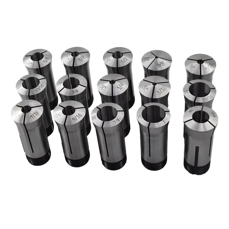 DURAFORCE 15 piece Set 1/8"-1" Capacity TIR 0.0005" High Precision 5C Round Collet