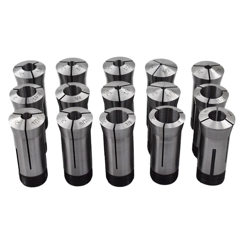 DURAFORCE 15 piece Set 1/8"-1" Capacity TIR 0.0005" High Precision 5C Round Collet