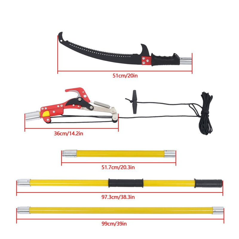 DURAFORCE 27 Feet Tree Pole Pruner Manual Branches Trimmer Tree Branch Garden Tools Yellow