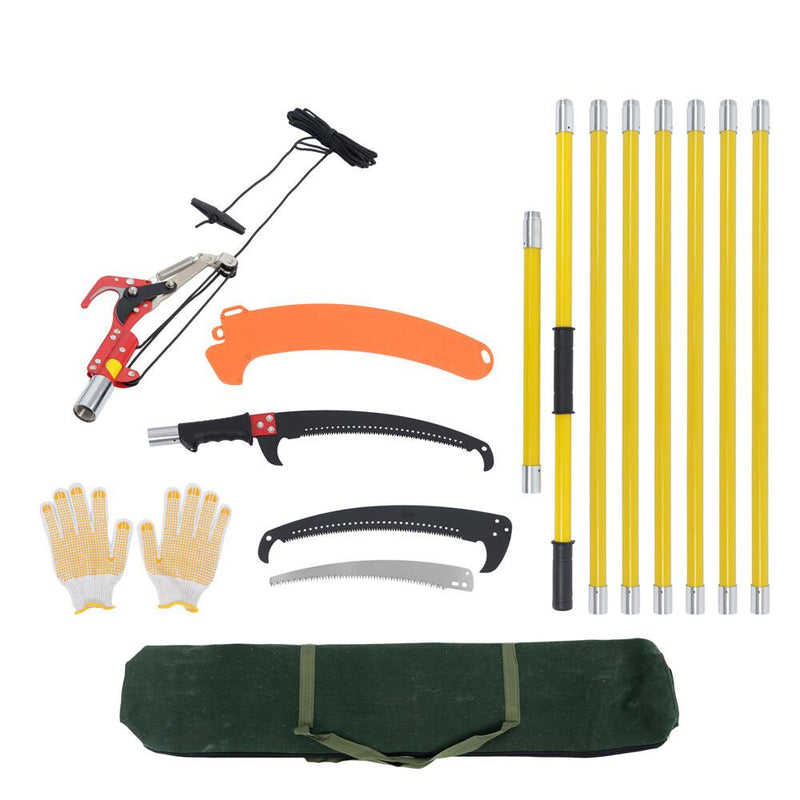 DURAFORCE 27 Feet Tree Pole Pruner Manual Branches Trimmer Tree Branch Garden Tools Yellow