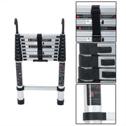 DURAFORCE Telescoping Ladder With Hooks & Non-Slip Feet 8.5 FT -Aluminum Telescopic Ladder