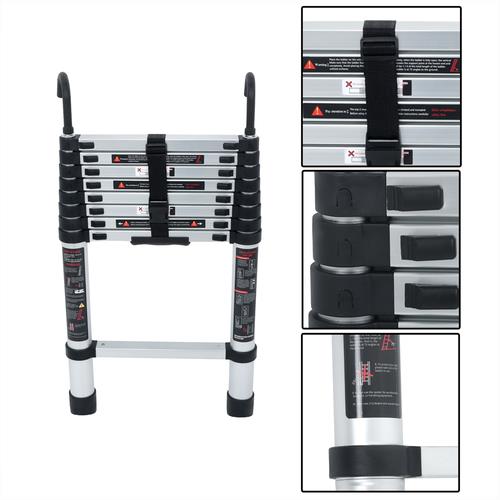 DURAFORCE Telescoping Ladder With Hooks & Non-Slip Feet 8.5 FT -Aluminum Telescopic Ladder