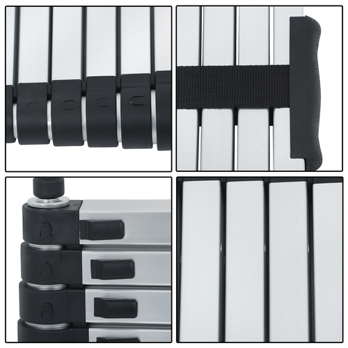 DURAFORCE Telescoping Ladder With Hooks & Non-Slip Feet 8.5 FT -Aluminum Telescopic Ladder