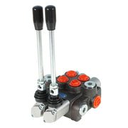 DURAFORCE 2 Spool Hydraulic Monoblock Double Acting Control Valve, 11GPM, SAE Ports