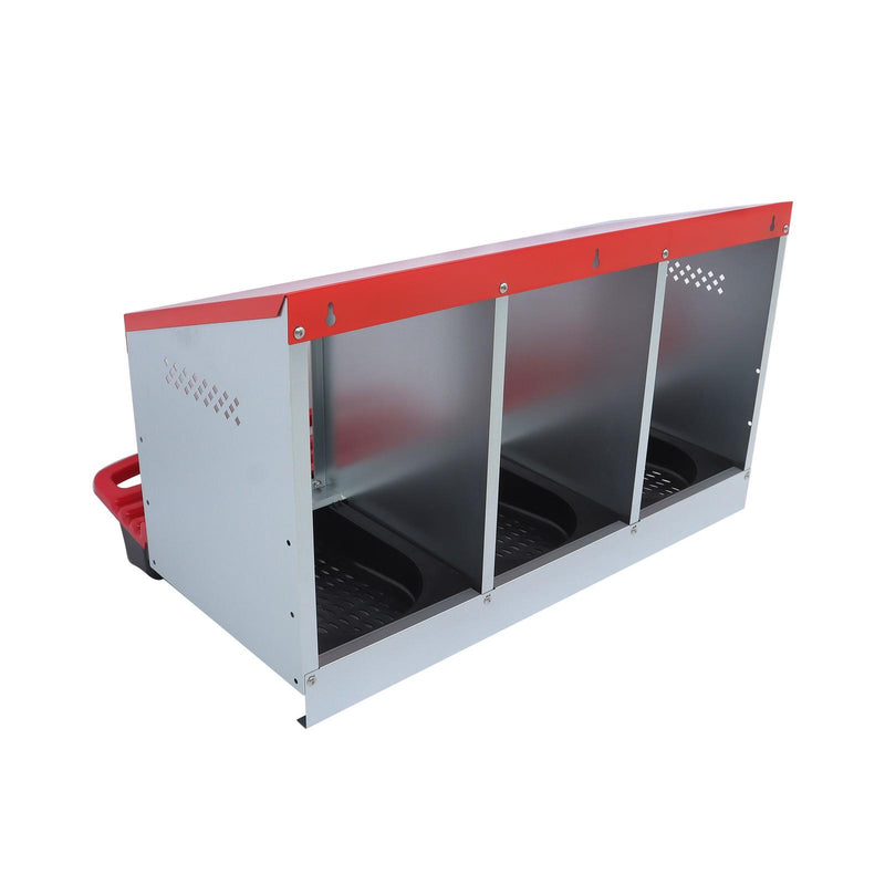 DURAFORCE 3 Hole Metal Chicken Nesting Boxes Laying Eggs Chicken Coop Hen Nest Box