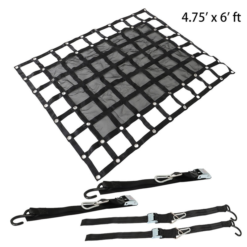 DURAFORCE 4.75' x 6' FT w/Cam Buckles & S-Hooks Heavy Duty Cargo Net For Pickup Trucks