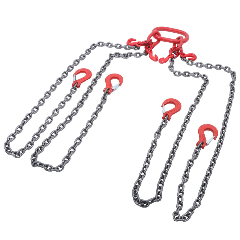DURAFORCE 11000 lbs 5/16" x 5' Chain Sling 4 Legs G80 Lifting Chain with Grab Hooks