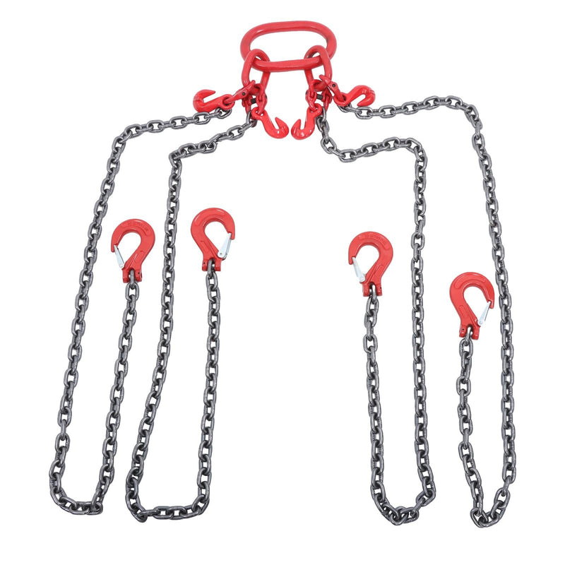 DURAFORCE 11000 lbs 5/16" x 5' Chain Sling 4 Legs G80 Lifting Chain with Grab Hooks