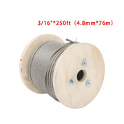 DURAFORCE 3/16" x 250ft Stainless Steel Cable 7x19 Strands T304 Wire Rope 3700 lbs Load