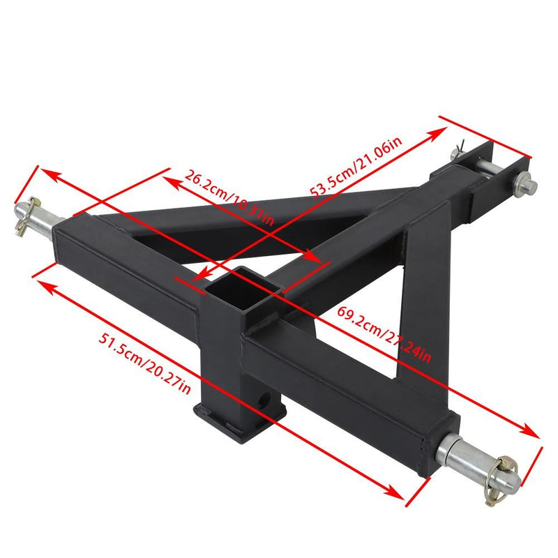 DURAFORCE 3 Point Trailer Hitch Tow Drawbar 2" Adapter Attach For Category 1 Tractor