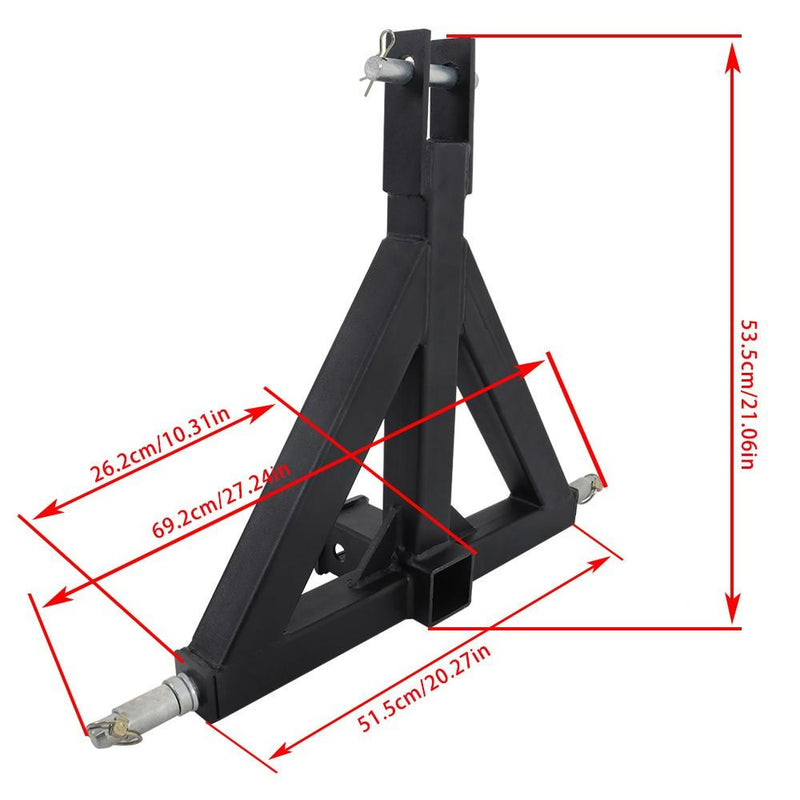 DURAFORCE 3 Point Trailer Hitch Tow Drawbar 2" Adapter Attach For Category 1 Tractor