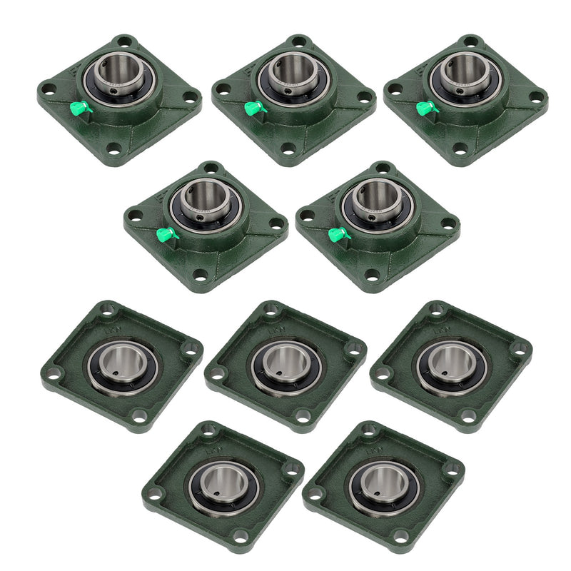 DURAFORCE 10pcs Self-Aligning UCF206-20 Pillow Block Bearing 4-Bolt 1-1/4" Bore Solid Base