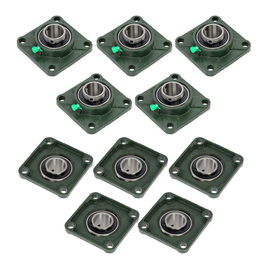 DURAFORCE 10pcs Self-Aligning UCF206-20 Pillow Block Bearing 4-Bolt 1-1/4" Bore Solid Base