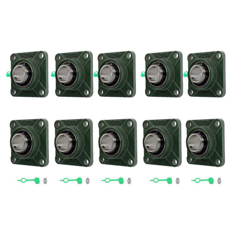 DURAFORCE 10pcs Self-Aligning UCF206-20 Pillow Block Bearing 4-Bolt 1-1/4" Bore Solid Base