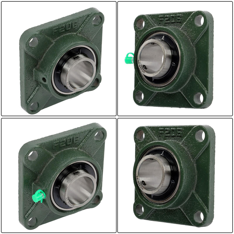 DURAFORCE 10pcs Self-Aligning UCF206-20 Pillow Block Bearing 4-Bolt 1-1/4" Bore Solid Base