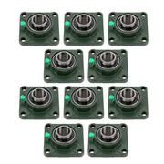 DURAFORCE 10pcs Self-Aligning UCF206-20 Pillow Block Bearing 4-Bolt 1-1/4" Bore Solid Base