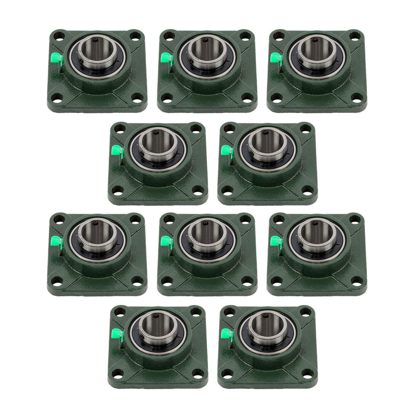 DURAFORCE 10pcs Self-Aligning UCF206-20 Pillow Block Bearing 4-Bolt 1-1/4" Bore Solid Base