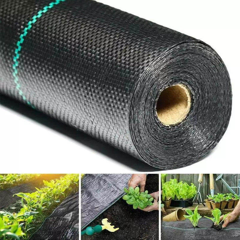DURAFORCE Heavy Duty PE 6x200FT Black Weed Barrier Landscape Fabric Woven Ground Cover