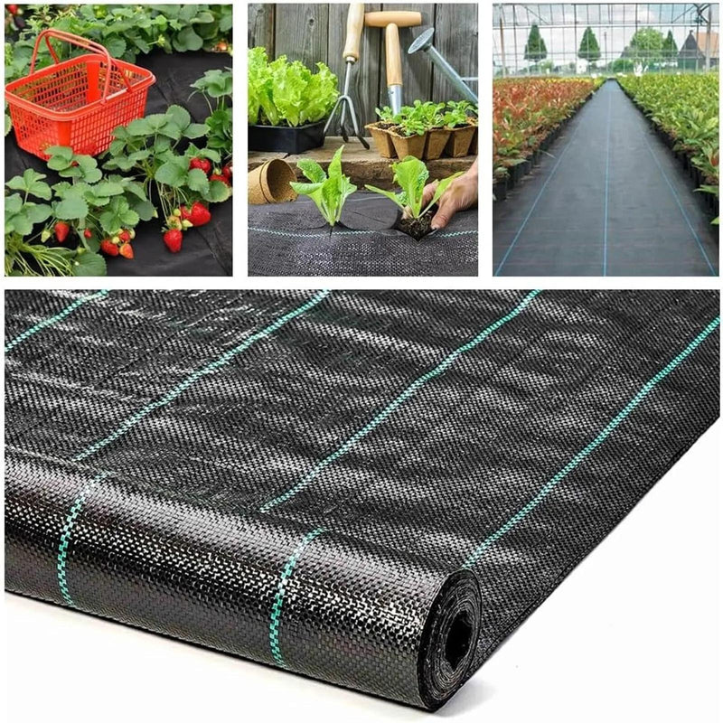 DURAFORCE Heavy Duty PE 6x200FT Black Weed Barrier Landscape Fabric Woven Ground Cover