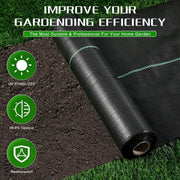 DURAFORCE Heavy Duty PE 6x200FT Black Weed Barrier Landscape Fabric Woven Ground Cover