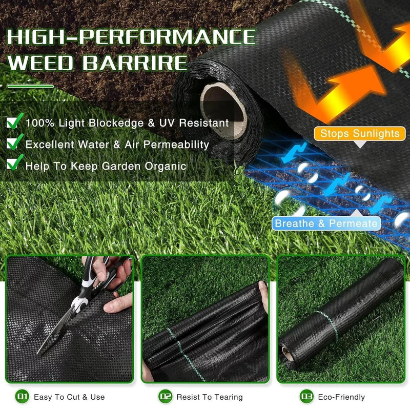 DURAFORCE Heavy Duty PE 6x200FT Black Weed Barrier Landscape Fabric Woven Ground Cover