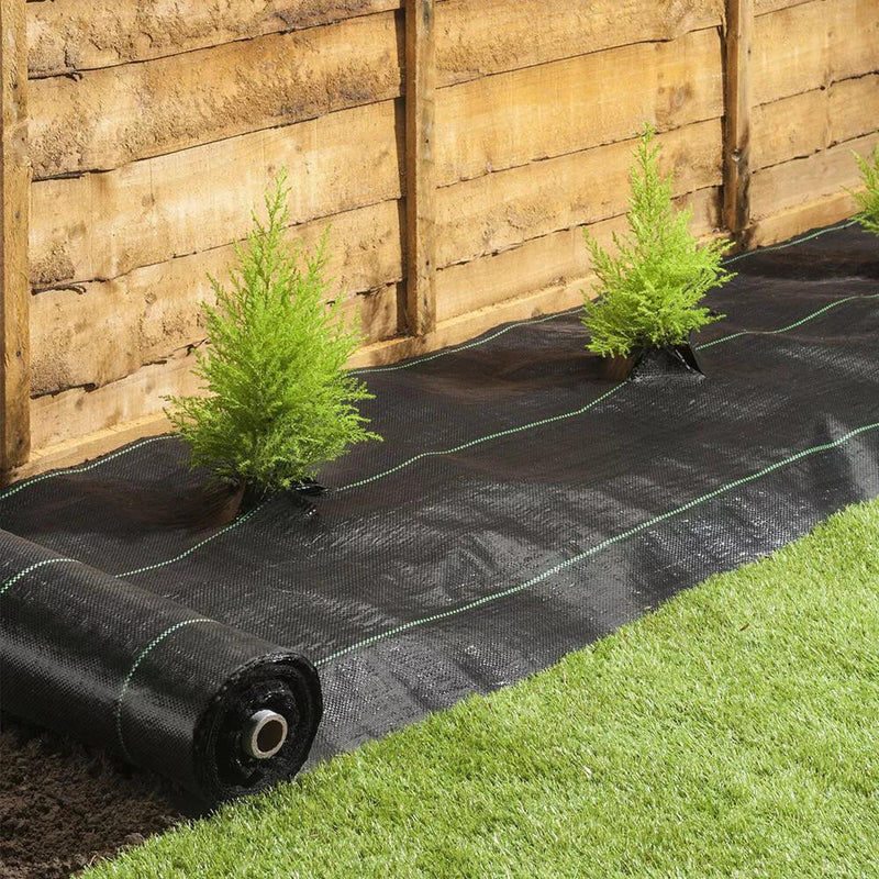 DURAFORCE Heavy Duty PE 6x200FT Black Weed Barrier Landscape Fabric Woven Ground Cover