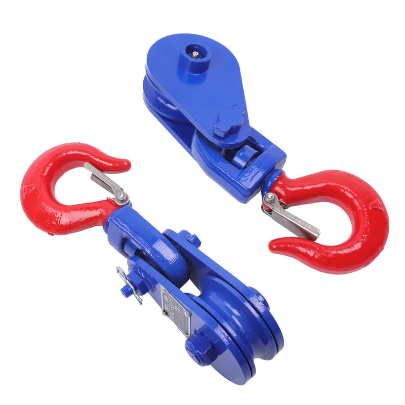 DURAFORCE 2 ton Snatch Block with Hook(2 Pack) 3" Sheave 3/8 Inch Wire Rope Snatch Pulley