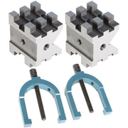 DURAFORCE Multi-Use 2-3/8"x2-3/4"x2" V-Block and Clamp Set Hardened Steel Precision 2 Pack