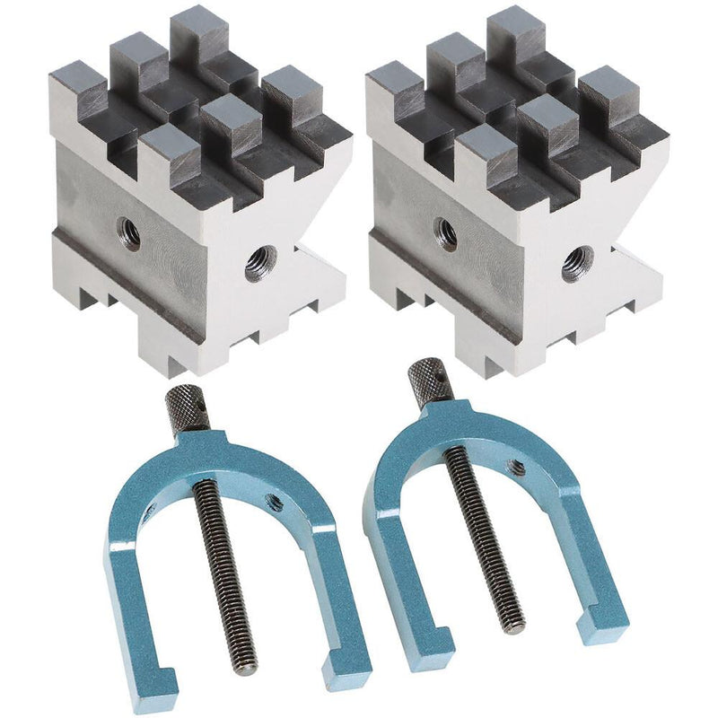 DURAFORCE Multi-Use 2-3/8"x2-3/4"x2" V-Block and Clamp Set Hardened Steel Precision 2 Pack