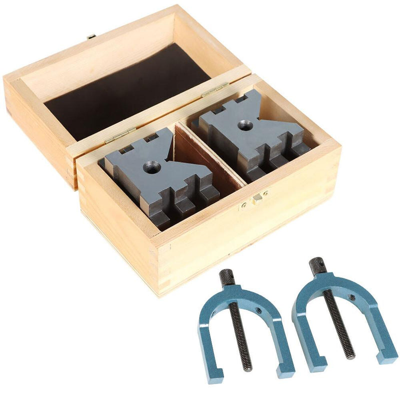 DURAFORCE Multi-Use 2-3/8"x2-3/4"x2" V-Block and Clamp Set Hardened Steel Precision 2 Pack