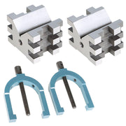 DURAFORCE Multi-Use 2-3/8"x2-3/4"x2" V-Block and Clamp Set Hardened Steel Precision 2 Pack