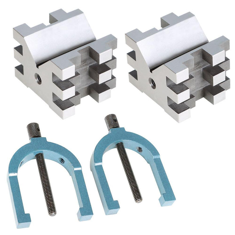 DURAFORCE Multi-Use 2-3/8"x2-3/4"x2" V-Block and Clamp Set Hardened Steel Precision 2 Pack