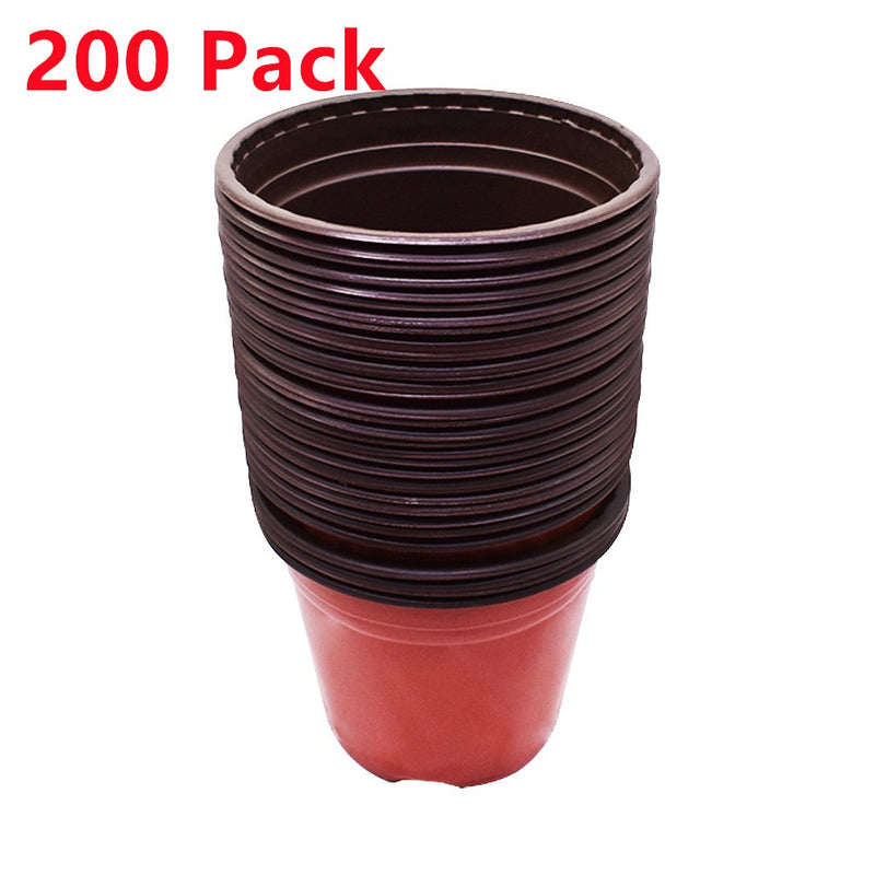 DURAFORCE 200 Pack 20.5x18x15cm Plastic Plant Flower Pots Nursery Seedlings Growing Pot
