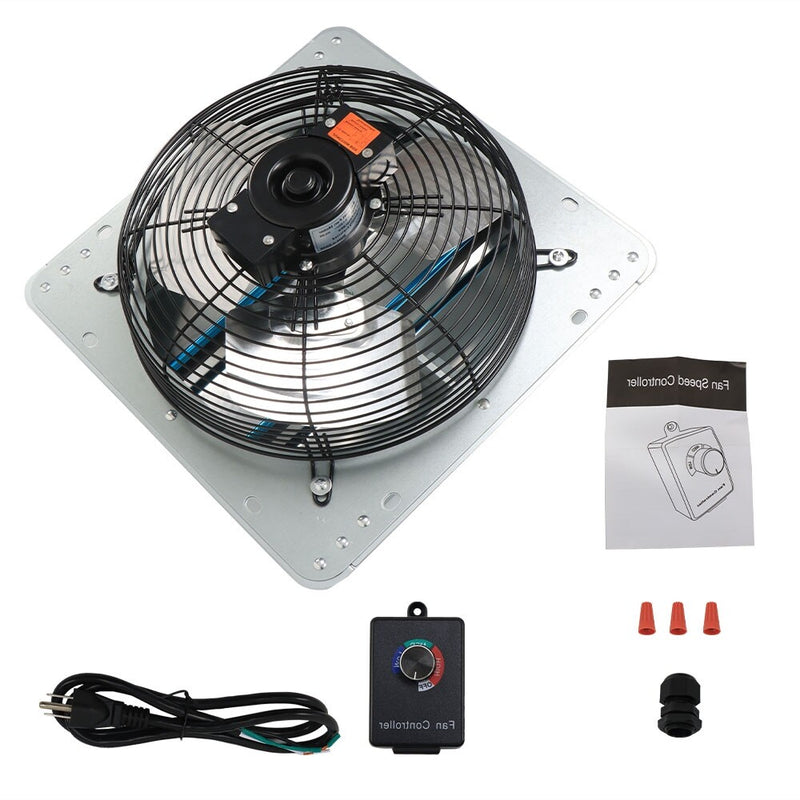 DURAFORCE Aluminum 12" Wall Mounted Shutter Exhaust Fan High Speed With Controller 1620RPM