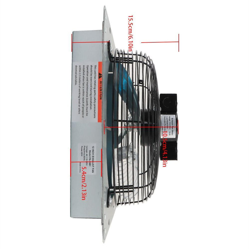 DURAFORCE Aluminum 12" Wall Mounted Shutter Exhaust Fan High Speed With Controller 1620RPM