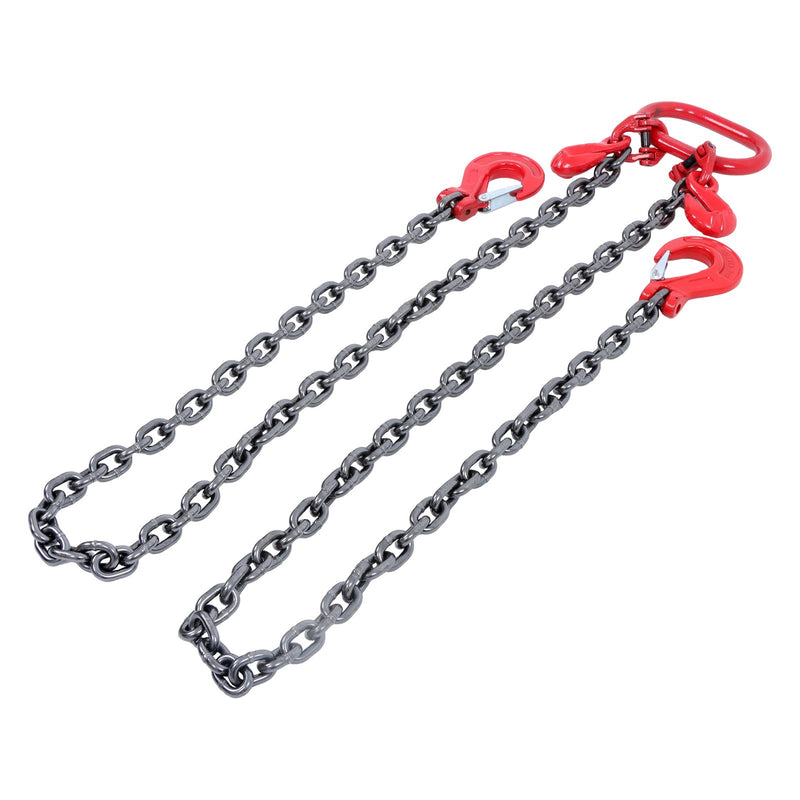 DURAFORCE 3/8 Inch * 6 Ft Chain Sling Double Legs with Grab Hooks 11000 lbs Capacity G80