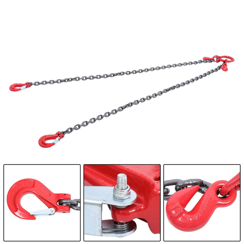 DURAFORCE 3/8 Inch * 6 Ft Chain Sling Double Legs with Grab Hooks 11000 lbs Capacity G80