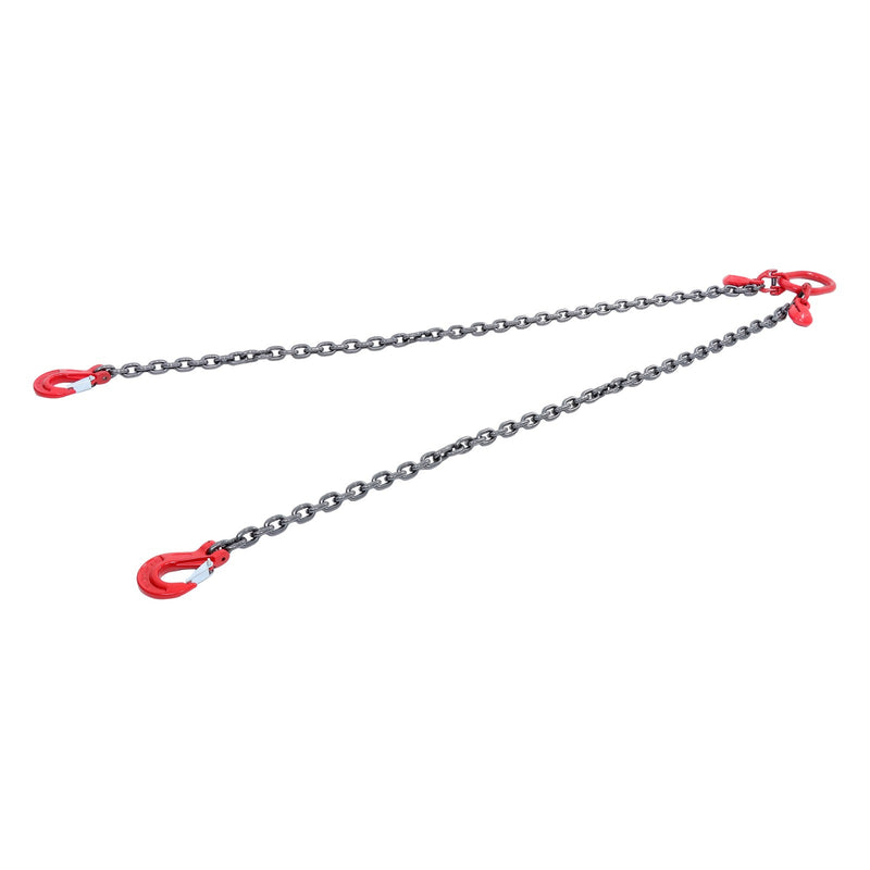 DURAFORCE 3/8inch 6ft Chain Sling Double Legs with Grab Hooks 11000 lbs Capacity G80 Red