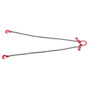 DURAFORCE 3/8inch 6ft Chain Sling Double Legs with Grab Hooks 11000 lbs Capacity G80 Red