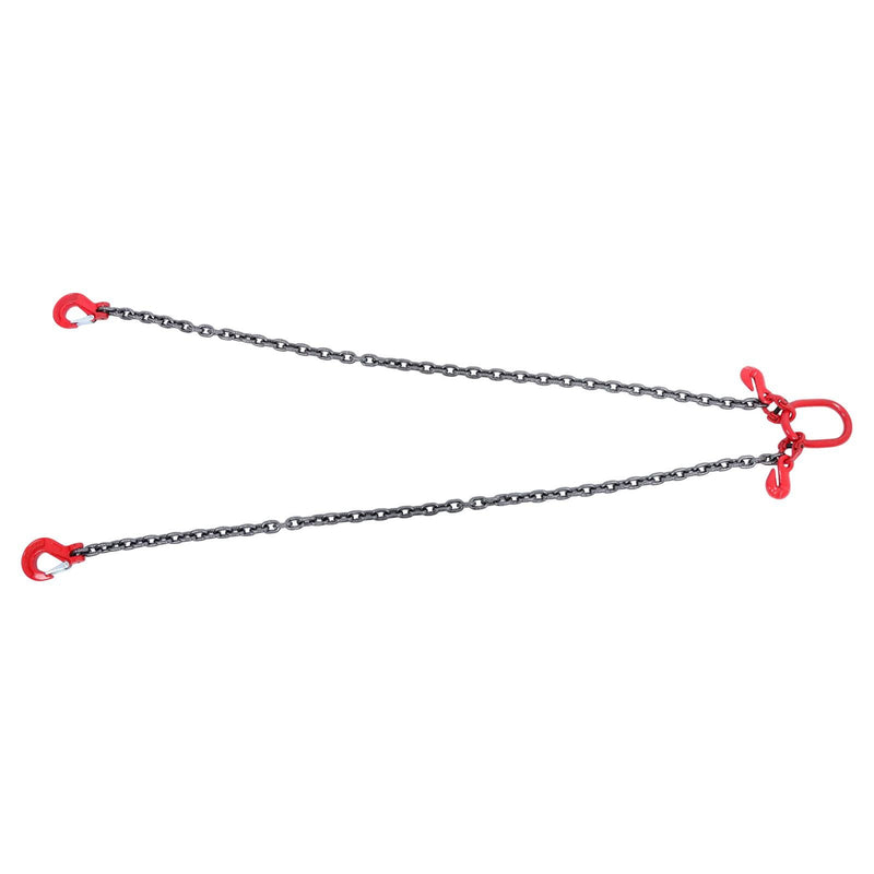 DURAFORCE 3/8inch 6ft Chain Sling Double Legs with Grab Hooks 11000 lbs Capacity G80 Red