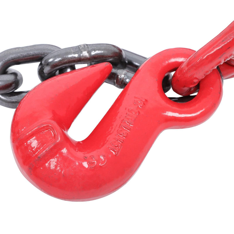 DURAFORCE 3/8inch 6ft Chain Sling Double Legs with Grab Hooks 11000 lbs Capacity G80 Red