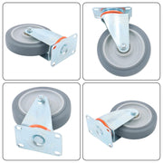 DURAFORCE 8 Pcs 5 In Grey Non-Braked Heavy Duty Swivel Caster Wheels (4 Fixed, 4 Rotating)