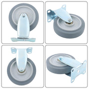 DURAFORCE 8 Pcs 5 In Grey Non-Braked Heavy Duty Swivel Caster Wheels (4 Fixed, 4 Rotating)