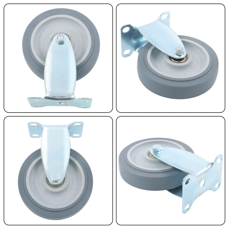 DURAFORCE 8 Pcs 5 In Grey Non-Braked Heavy Duty Swivel Caster Wheels (4 Fixed, 4 Rotating)