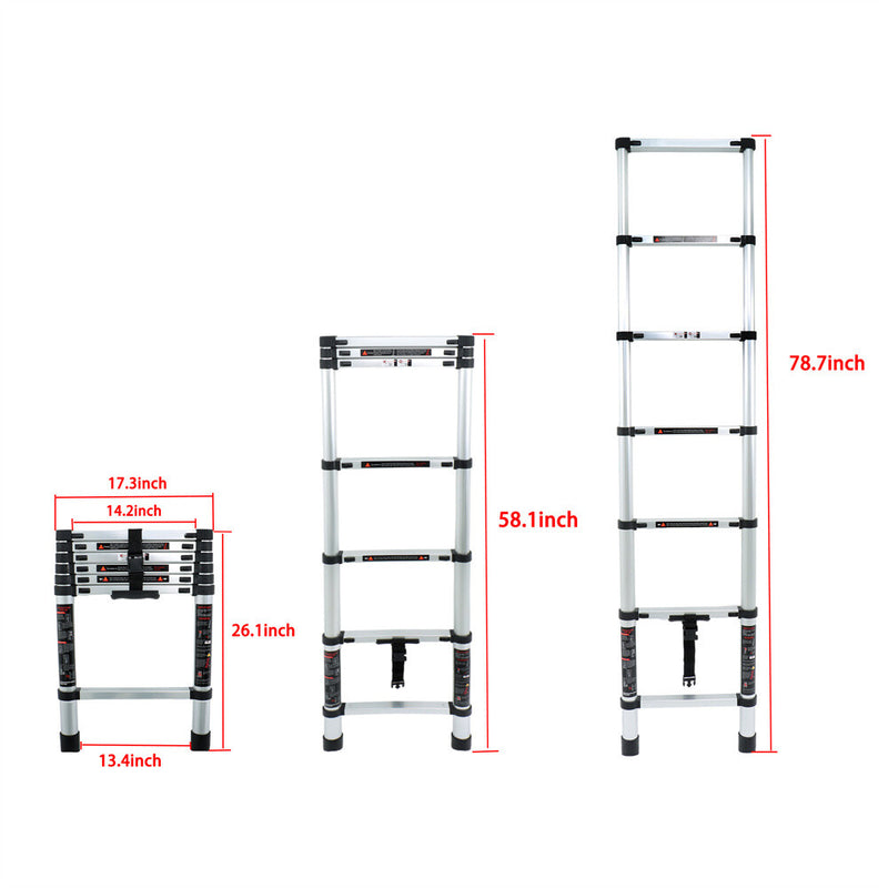 DURAFORCE 6.6 FT Extension Ladders Lightweight Collapsible Ladders Aluminum Telescoping