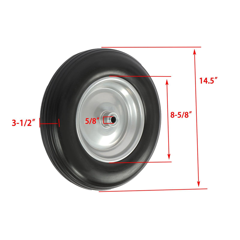 DURAFORCE 14.5x4-8 Wheelbarrow Tire & Wheel 5/8" Bearings Tire Assembly For Hand Cart 2Pcs