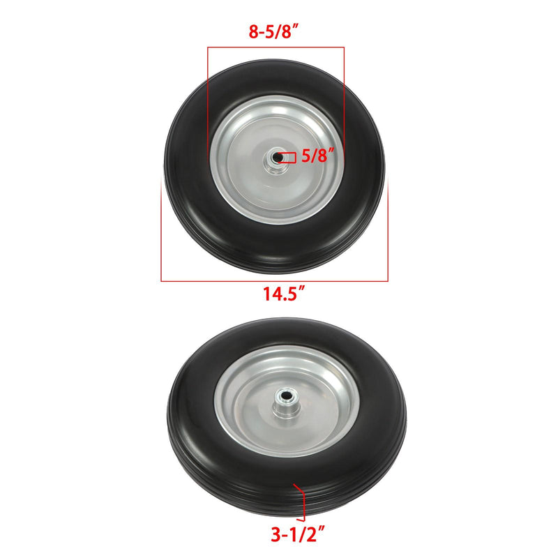 DURAFORCE 14.5x4-8 Wheelbarrow Tire & Wheel 5/8" Bearings Tire Assembly For Hand Cart 2Pcs