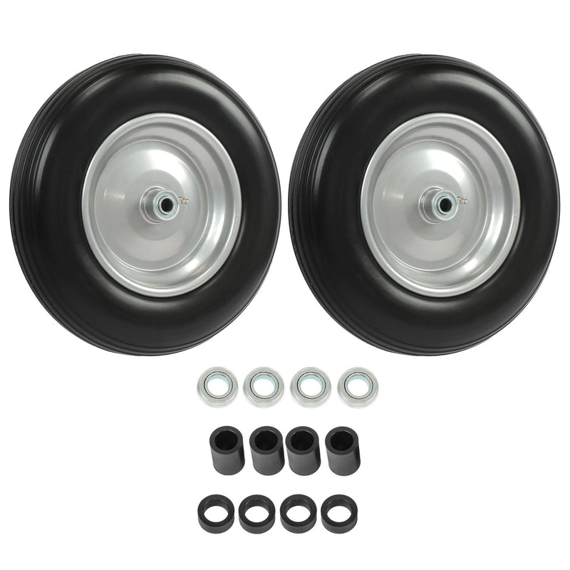 DURAFORCE 14.5x4-8 Wheelbarrow Tire & Wheel 5/8" Bearings Tire Assembly For Hand Cart 2Pcs