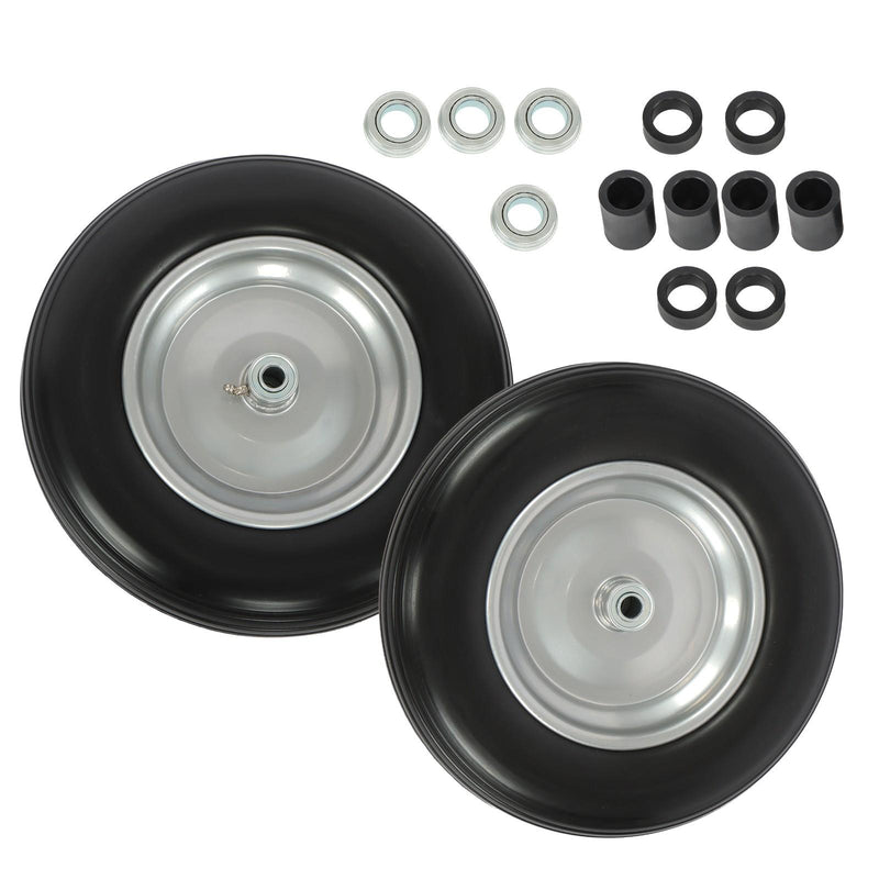 DURAFORCE 14.5x4-8 Wheelbarrow Tire & Wheel 5/8" Bearings Tire Assembly For Hand Cart 2Pcs